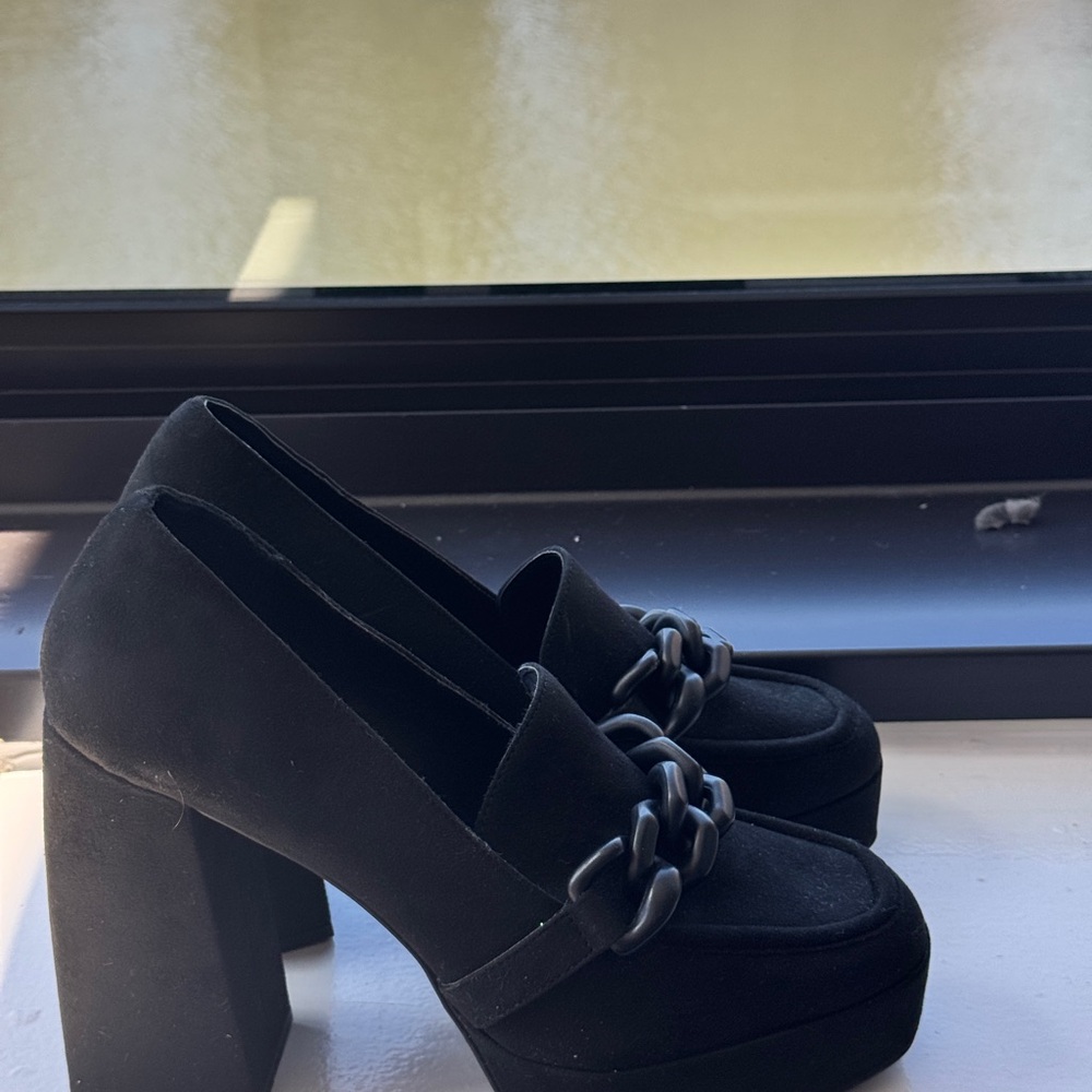 Stylish Black Platform Shoes with Chunky Heel